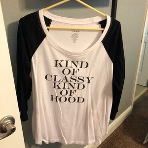 Black and white long sleeve tee